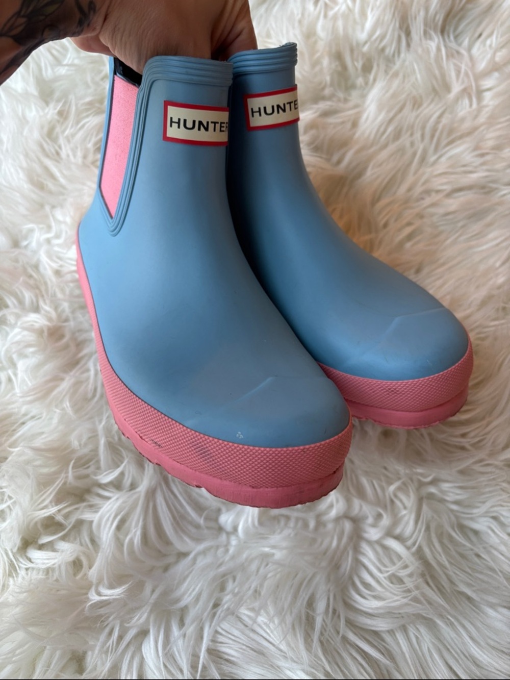 Hunter blue and pink short boots - Picture 4 of 10